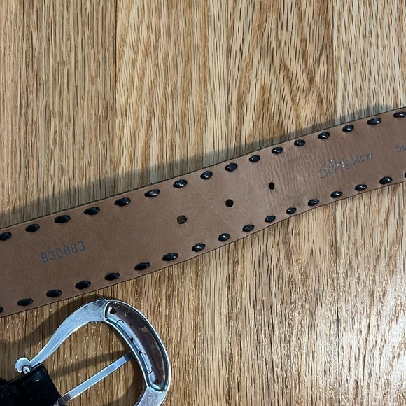 Brighton Black Suede Western Conch Belt Sz 38 - Picture 4 of 7